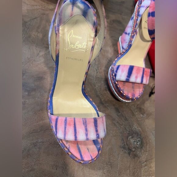 Christian Louboutin Cataclou Duplice Pink and Purple Wedges size 38 - Picture 9 of 14